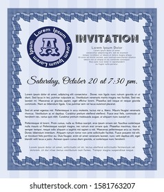 [object OBlue Retro invitation template. Printer friendly. Detailed. Nice design. bject]