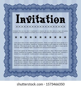 [object OBlue Retro vintage invitation. With guilloche pattern and background. Detailed. Superior design. bject]