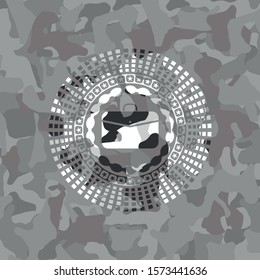 [object Obusiness briefcase icon inside grey camouflaged emblembject]