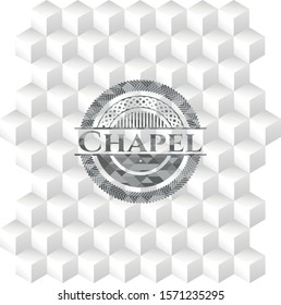 [object OChapel realistic grey emblem with geometric cube white backgroundbject]