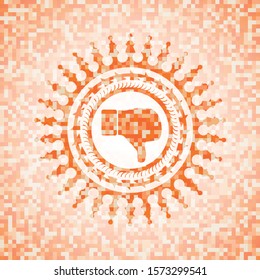 [object Odislike icon inside abstract emblem, orange mosaic backgroundbject]