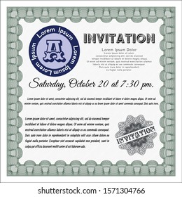 [object OGreen Invitation template. Easy to print. Customizable, Easy to edit and change colors. Money Pattern design. bject]