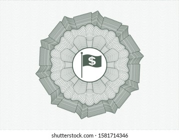 [object OGreen passport money rosette with flag with money symbol inside icon insidebject]