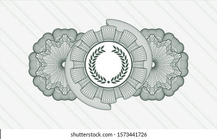[object OGreen rosette or money style emblem with laurel wreath icon insidebject]