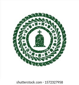 [object OGreen tombstone icon inside grunge stampbject]