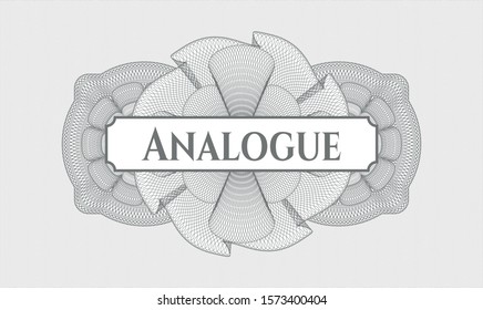 [object OGrey passport rosette with text Analogue insidebject]