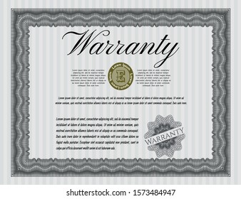 [object OGrey Warranty template. Vector illustration. With linear background. Money design. bject]