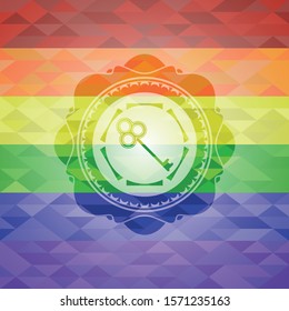 [object Okey icon inside lgbt colors emblem bject]