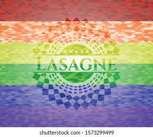 [object OLasagne on mosaic background with the colors of the LGBT flagbject]