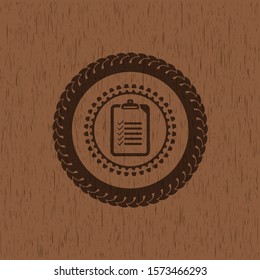 [object Olist icon inside wood emblembject]