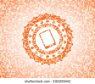 [object Omobile phone icon inside orange mosaic emblembject]