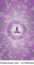 [object Omotivational speech icon on pink camouflaged texturebject]