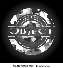 Object on grey camouflaged texture