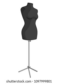 Object on white background, object, mannequin for seamstresses. Vector illustration