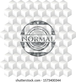 [object ONormal grey badge with geometric cube white backgroundbject]