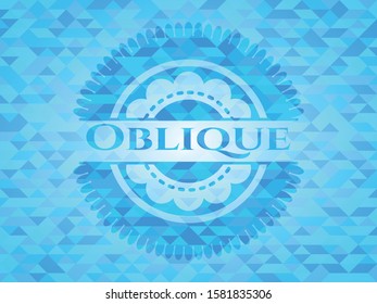 [object OOblique sky blue emblem with mosaic ecological style backgroundbject]