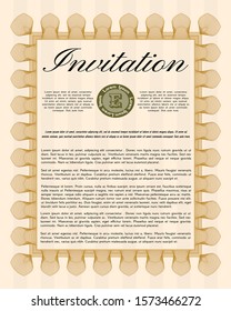 [object OOrange Invitation template. Artistry design. Detailed. With complex linear background. bject]