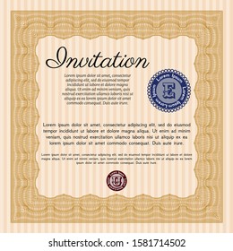 [object OOrange Invitation template. Money design. With complex background. Customizable, Easy to edit and change colors. bject]
