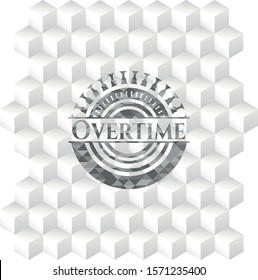 [object OOvertime grey emblem. Vintage with geometric cube white backgroundbject]