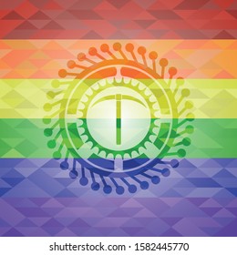 [object Opickaxe icon inside lgbt colors emblem bject]