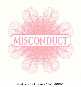 [object OPink rosette. Linear Illustration with text Misconduct insidebject]