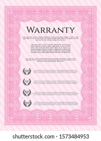 [object OPink Vintage Warranty Certificate template. Customizable, Easy to edit and change colors. With guilloche pattern and background. Perfect design. bject]