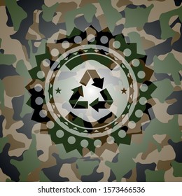 [object Orecycle icon on camo texturebject]
