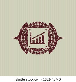 [object ORed growth chart icon inside distress grunge stampbject]