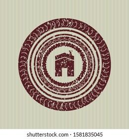 [object ORed house icon inside distressed grunge style stampbject]