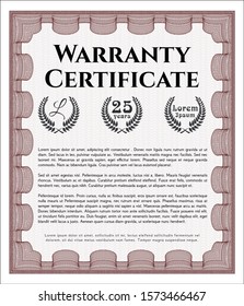 [object ORed Warranty Certificate template. Cordial design. Detailed. With guilloche pattern and background. bject]