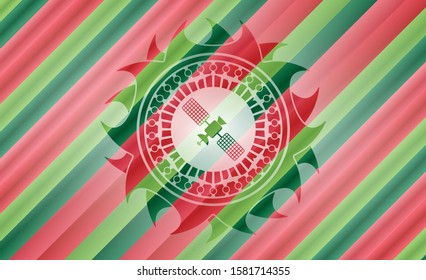 [object Osatelite icon inside christmas style badge..bject]