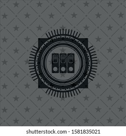 [object Othree folders icon inside realistic dark emblembject]
