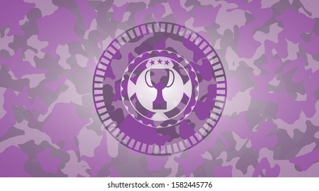 [object Otrophy icon inside pink and purple camo texturebject]