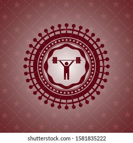 [object Oweightlifting icon inside retro red emblembject]