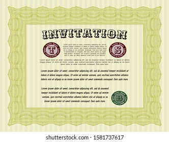[object OYellow Retro vintage invitation. Printer friendly. Customizable, Easy to edit and change colors. Nice design. bject]