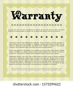 [object OYellow Retro Warranty Certificate template. Customizable, Easy to edit and change colors. With great quality guilloche pattern. Superior design. bject]