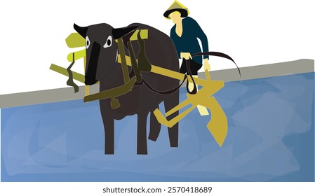 The object I painted depicts a person plowing a field.