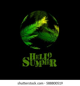 object palm leaves. hello summer. Vector