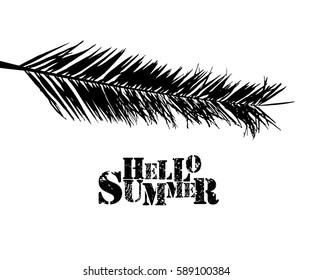 object palm leaves. hello summer. Vector