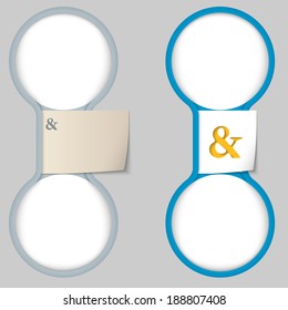 object with paper on notes and two circular area for entering text 