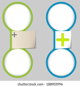 object with paper on notes and two circular area for entering text 