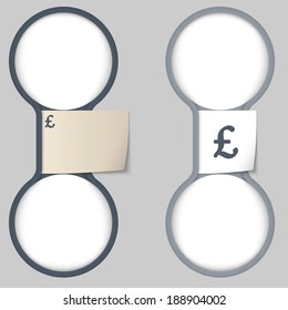 object with paper on notes and two circular area for entering text 