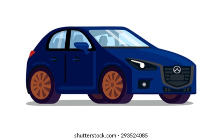 object. passenger car.sedan.dark blue. flat design. vector