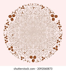  Object pattern is organized from random coffee beans design elements as festive spheric cluster.