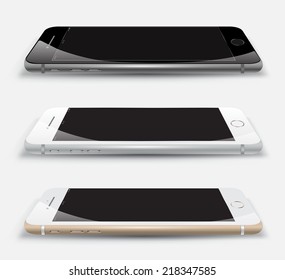 Object phone set mockup. Vector Illustration. Smartphone perspective realistic. Can use for printing and web object. Game and application mockups.