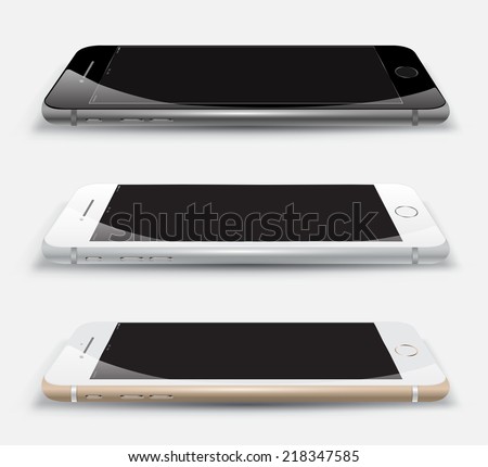 Object phone set mockup. Vector Illustration. Smartphone perspective realistic. Can use for printing and web object. Game and application mockups.