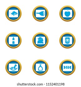 Object photo icons set. Flat set of 9 object photo vector icons for web isolated on white background