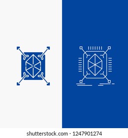 Object, prototyping, rapid, structure, 3d Line and Glyph web Button in Blue color Vertical Banner for UI and UX, website or mobile application