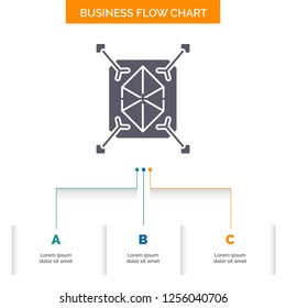 Object, prototyping, rapid, structure, 3d Business Flow Chart Design with 3 Steps. Glyph Icon For Presentation Background Template Place for text.