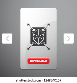 Object, prototyping, rapid, structure, Glyph Icon in Carousal Pagination Slider Design & Red Download Button